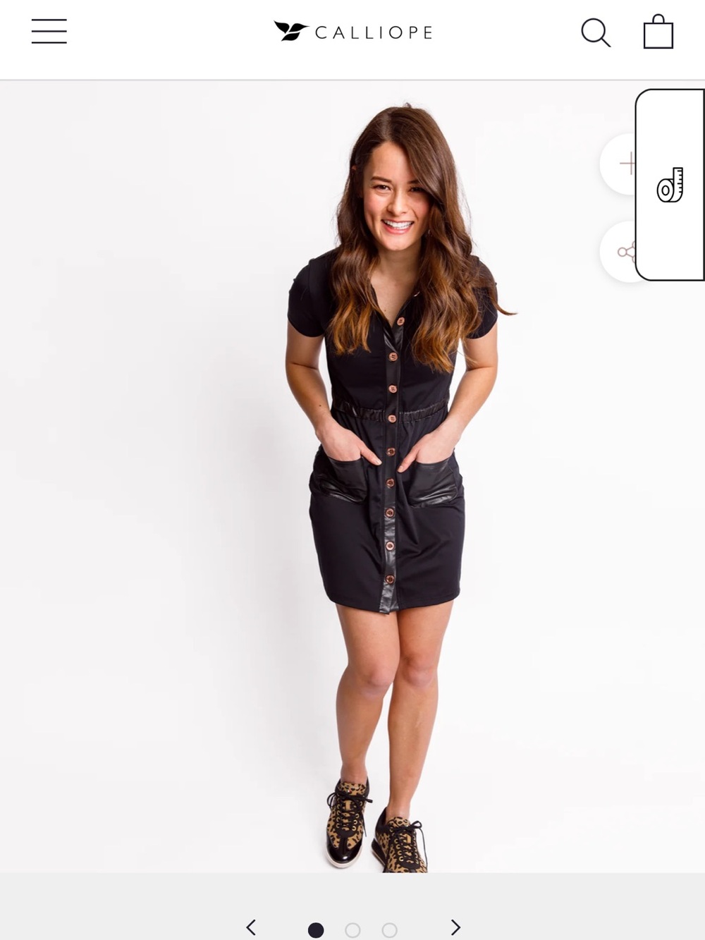 Calliope Black Button-Front Mini Dress
